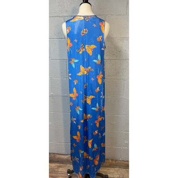 Vintage 1960s Vanity Fair Blue Butterfly Peignoir Set Hostess Set SM Psychedelic - Picture 6 of 13